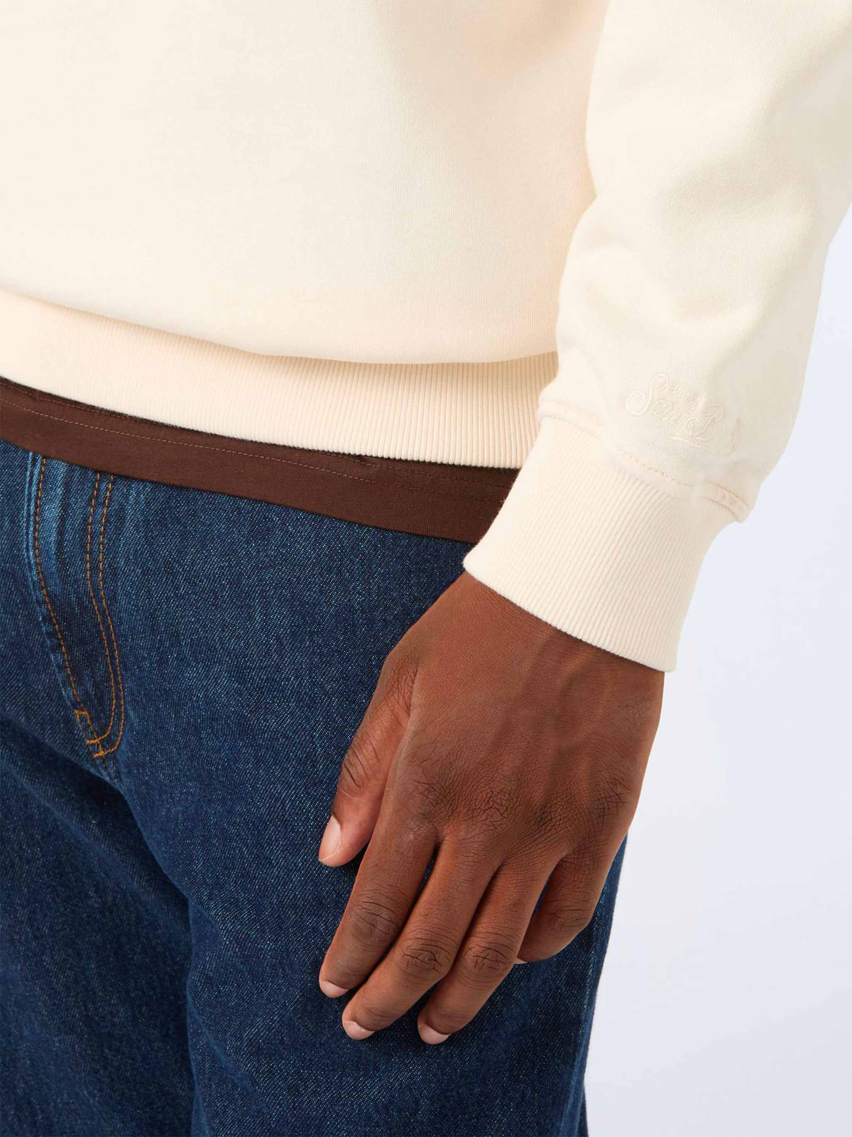 Cremefarbenes Baumwoll-Sweatshirt Huntley mit SB Legacy-Monogramm 