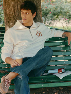 Cremefarbenes Baumwoll-Sweatshirt Huntley mit SB Legacy-Monogramm 