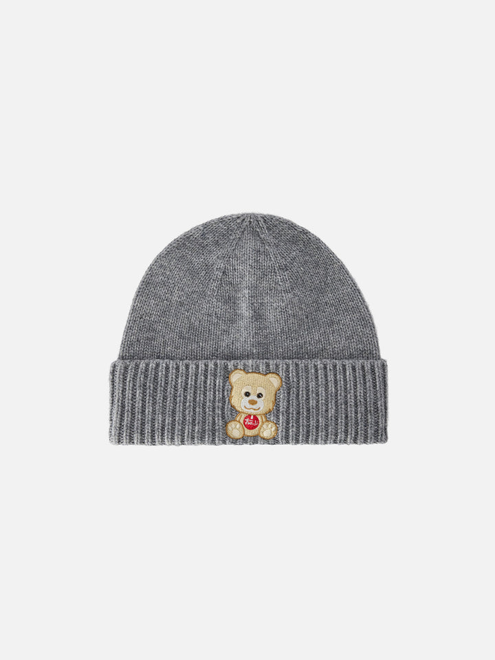Graue Holden-Mütze mit Teddybär-Stickerei | Special edition 
