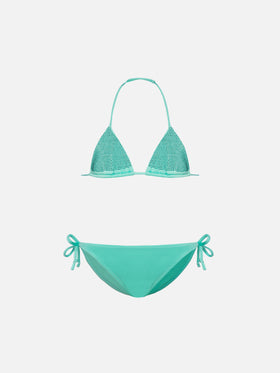 Holly water green classic triangle bikini with rhinestones