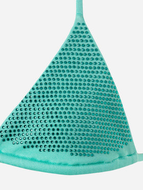 Holly water green classic triangle bikini with rhinestones