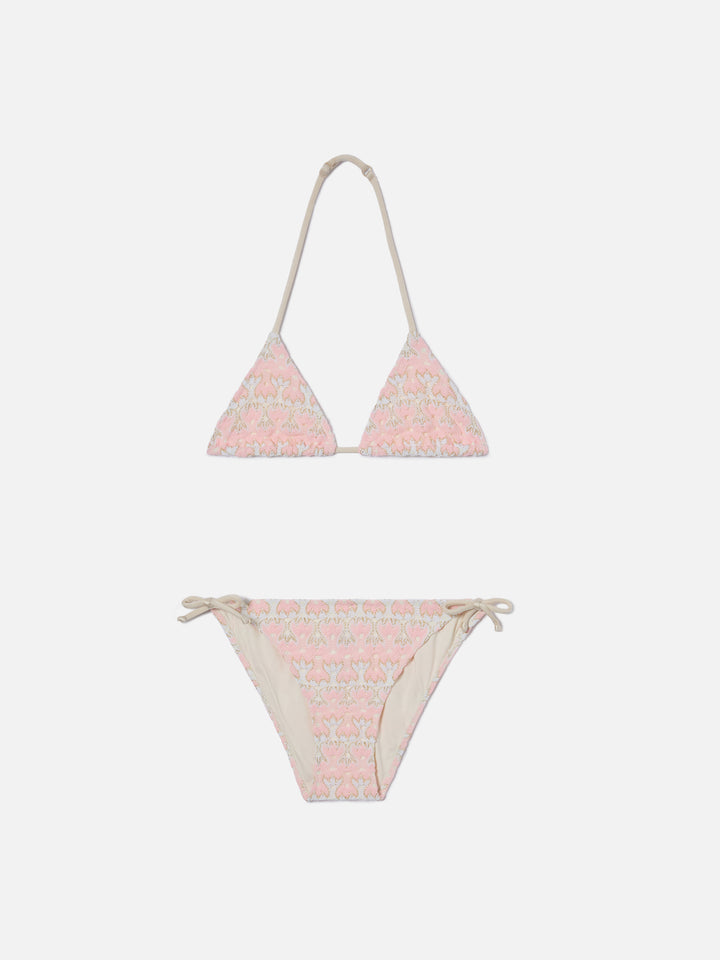 Holly pink and cream floral raschel bikini
