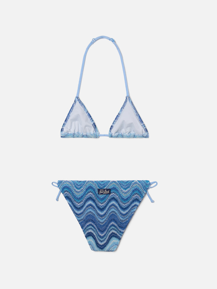 Holly raschel wave bikini in shades of light blue