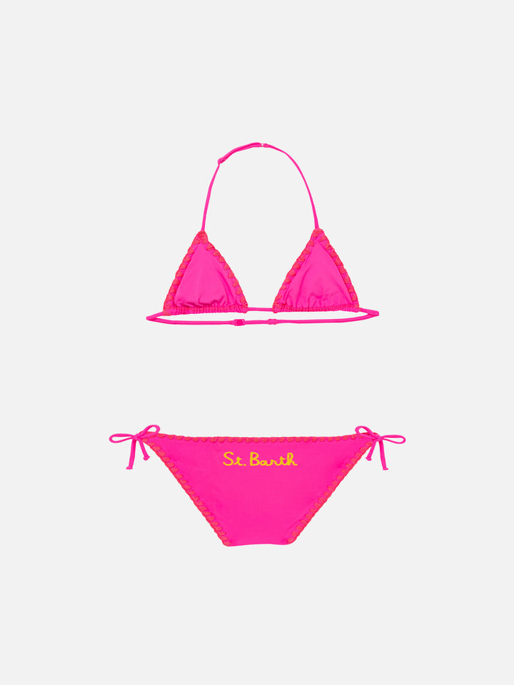 Bikini da bambina a triangolo con toppa papera all'uncinetto