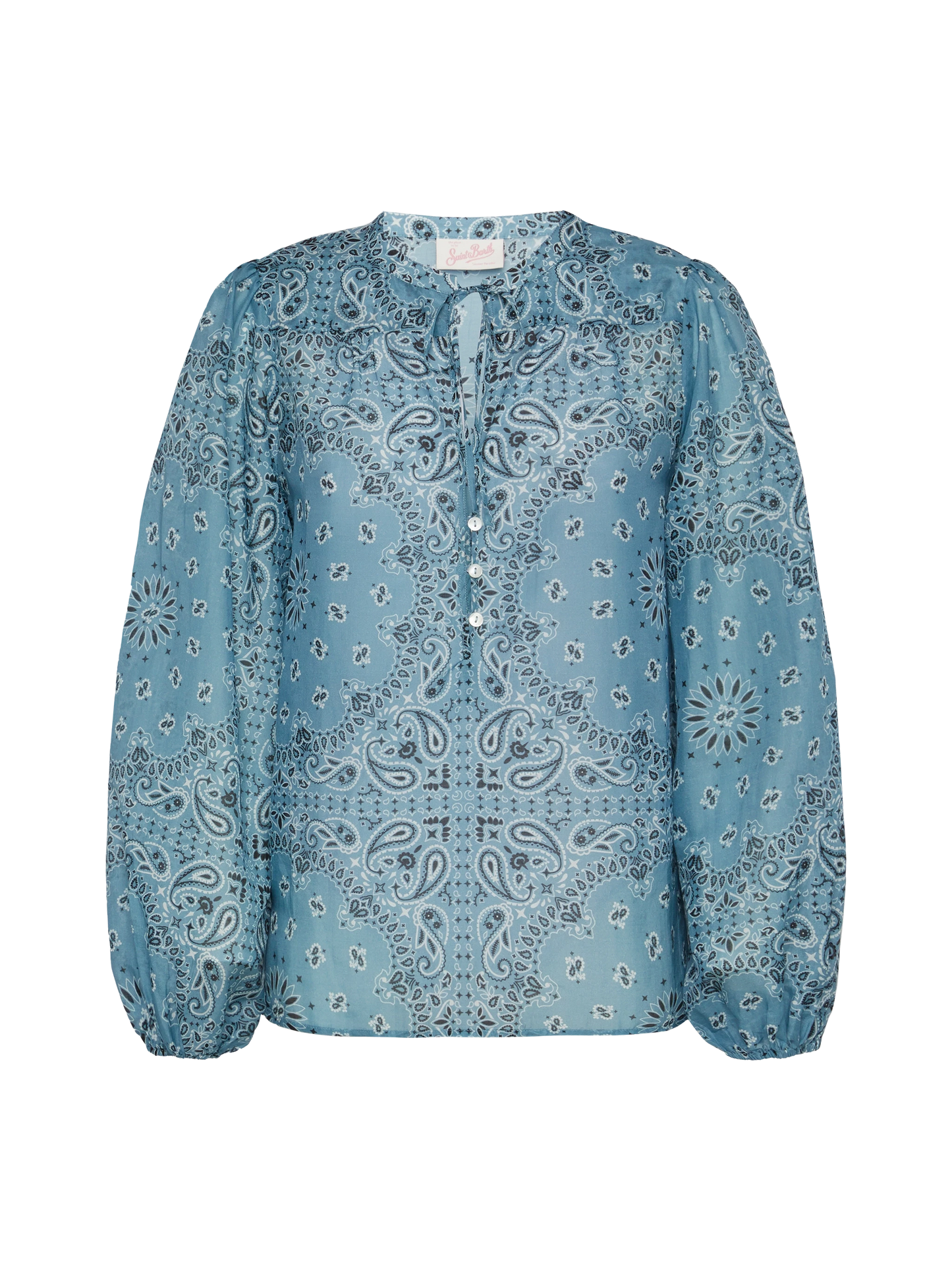 Bluse Harper aus Lurex-Seidenvoile mit Bandanna-Print