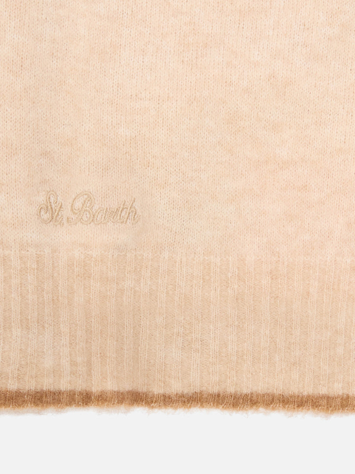 Cappuccio Harlow beige in misto alpaca con profilo a contrasto