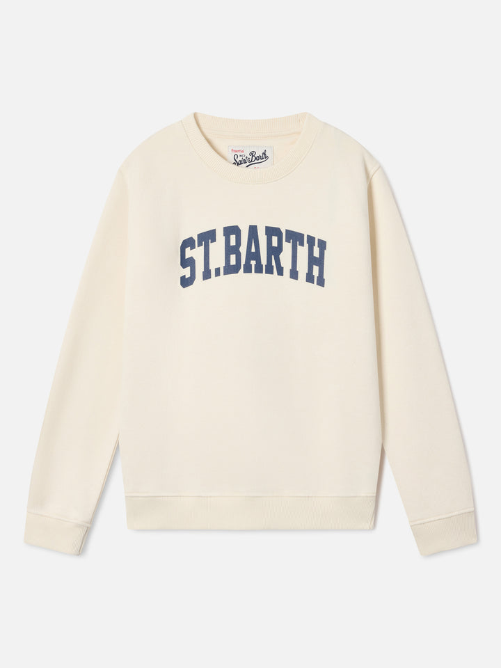 Sweat-shirt Hutton crème en mélange de coton avec imprimé St. Barth 