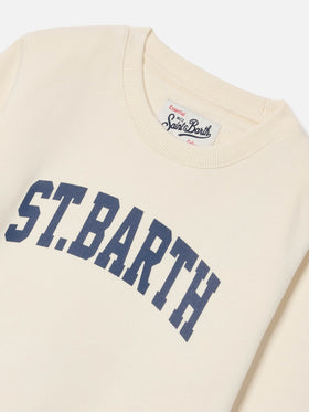 Felpa Hutton panna in misto cotone con stampa St. Barth