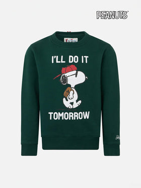 Boy crewneck green sweatshirt with Snoopy print | SNOOPY PEANUTS™ SPECIAL EDITION