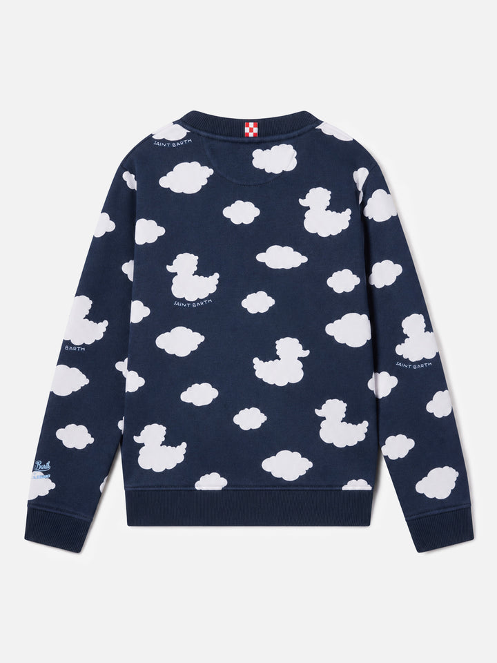 Sudadera azul de cuello redondo para niño con bordado Coccole e nuvole | COCCOLEBIMBI SPECIAL EDITION 