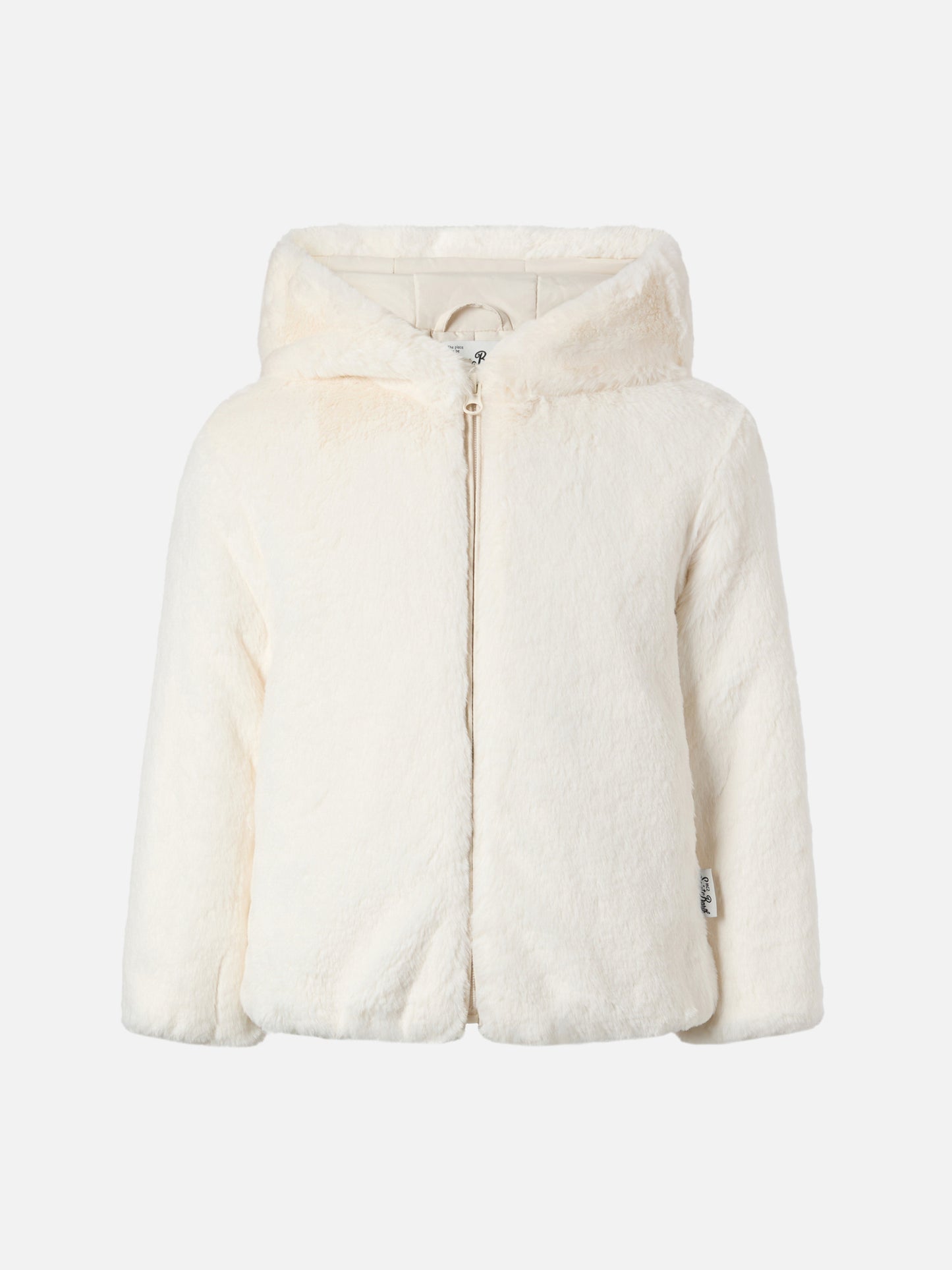 Giacca in faux fur con cappuccio con orecchie e pendaglio Trudi