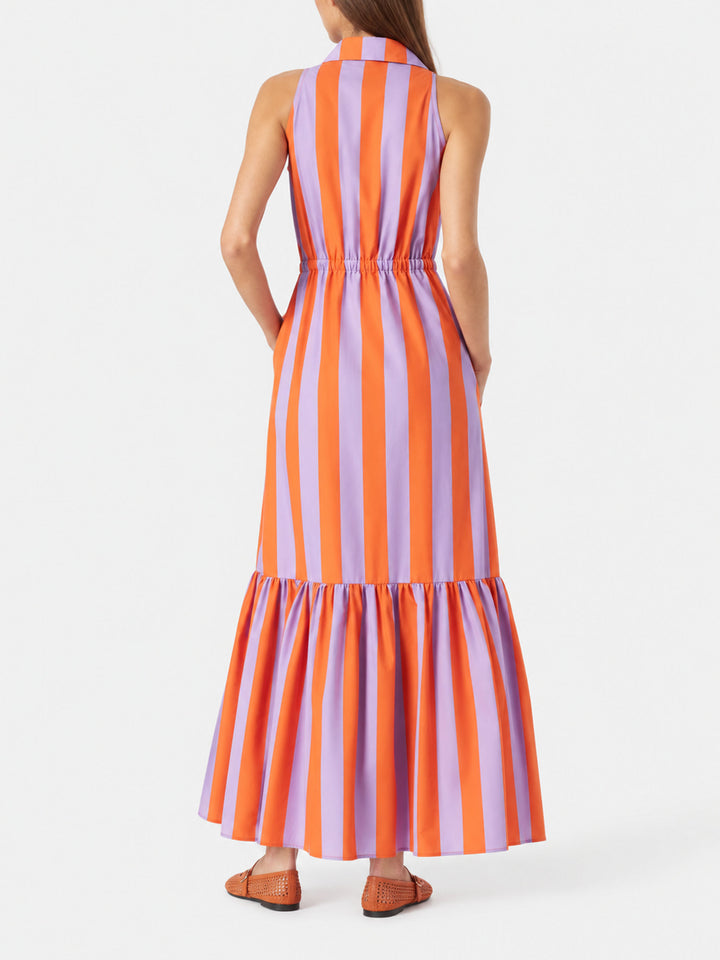 Ida cotton long dress with striped print