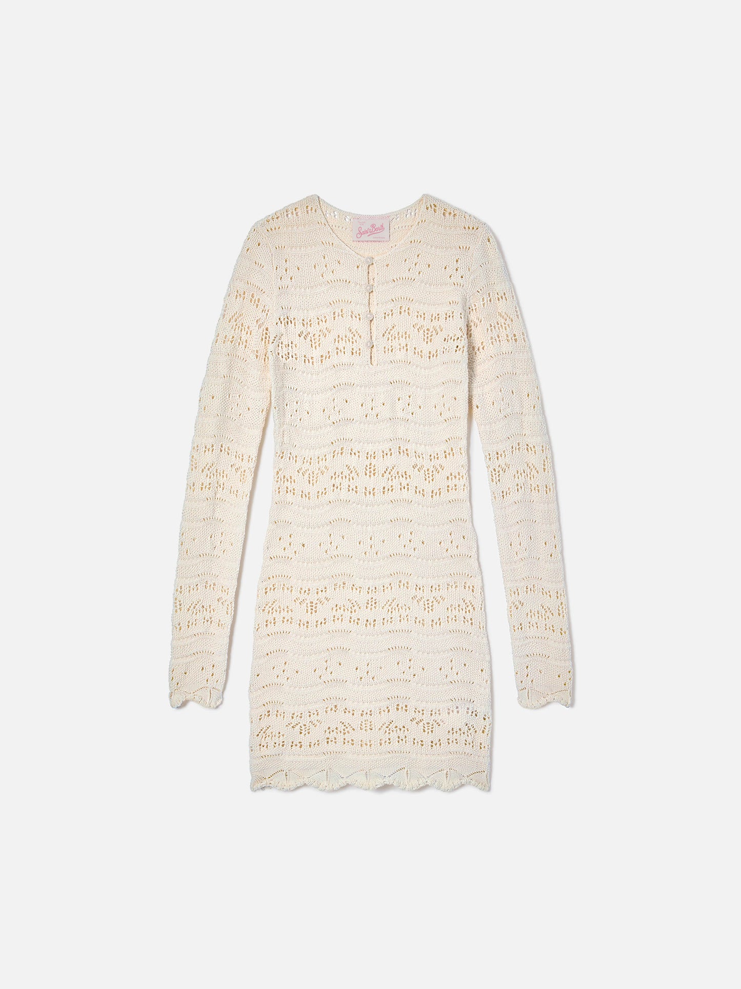 Abito Ilany in maglia di cotone traforata bianco
