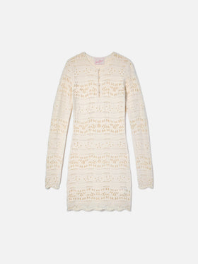 Abito Ilany in maglia di cotone traforata bianco