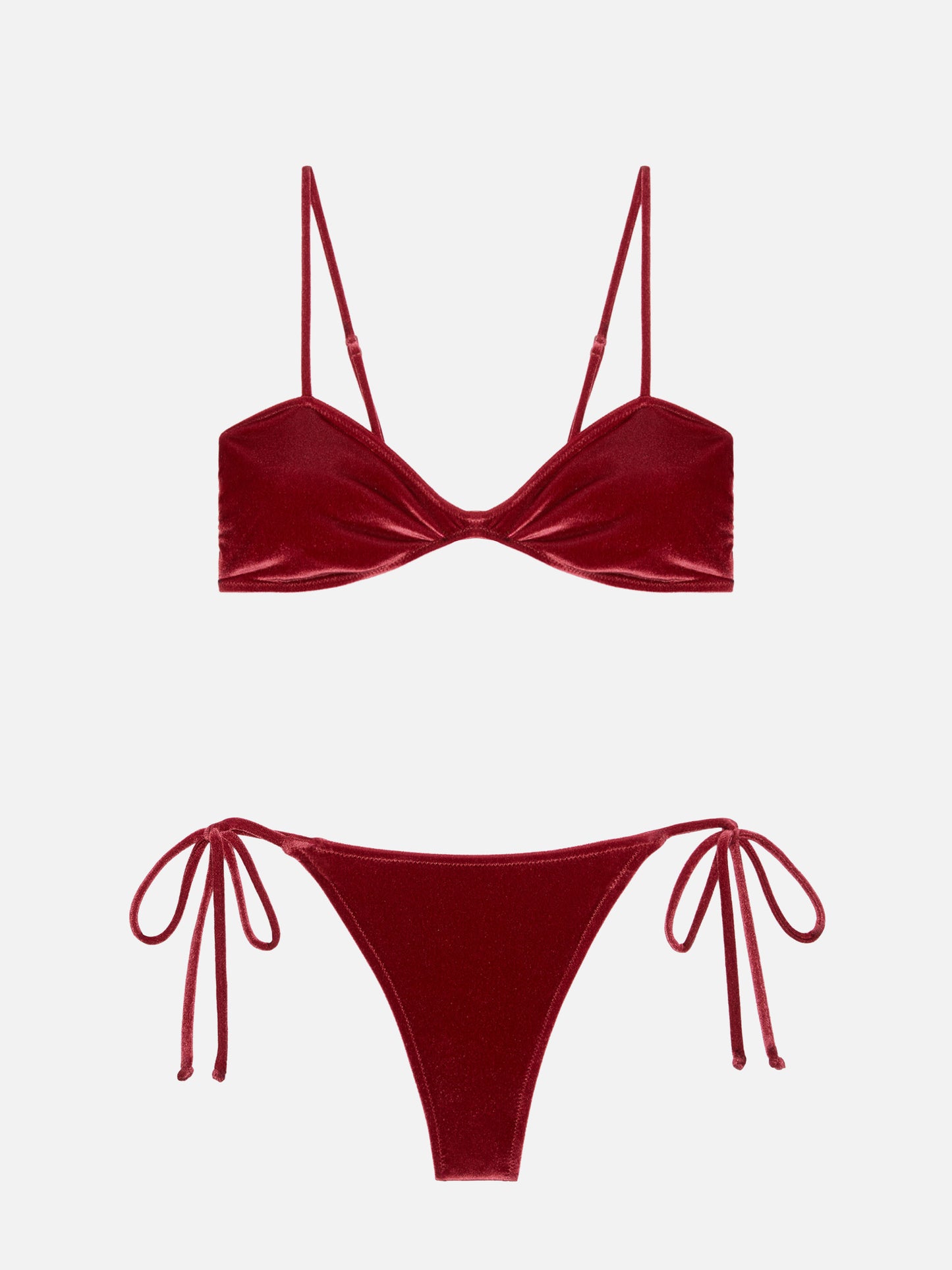 Bikini a bralette Ipanema Naomi in velluto rosso mattone