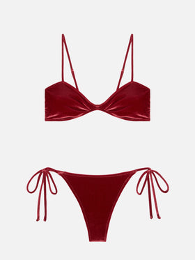 Bikini a bralette Ipanema Naomi in velluto rosso mattone