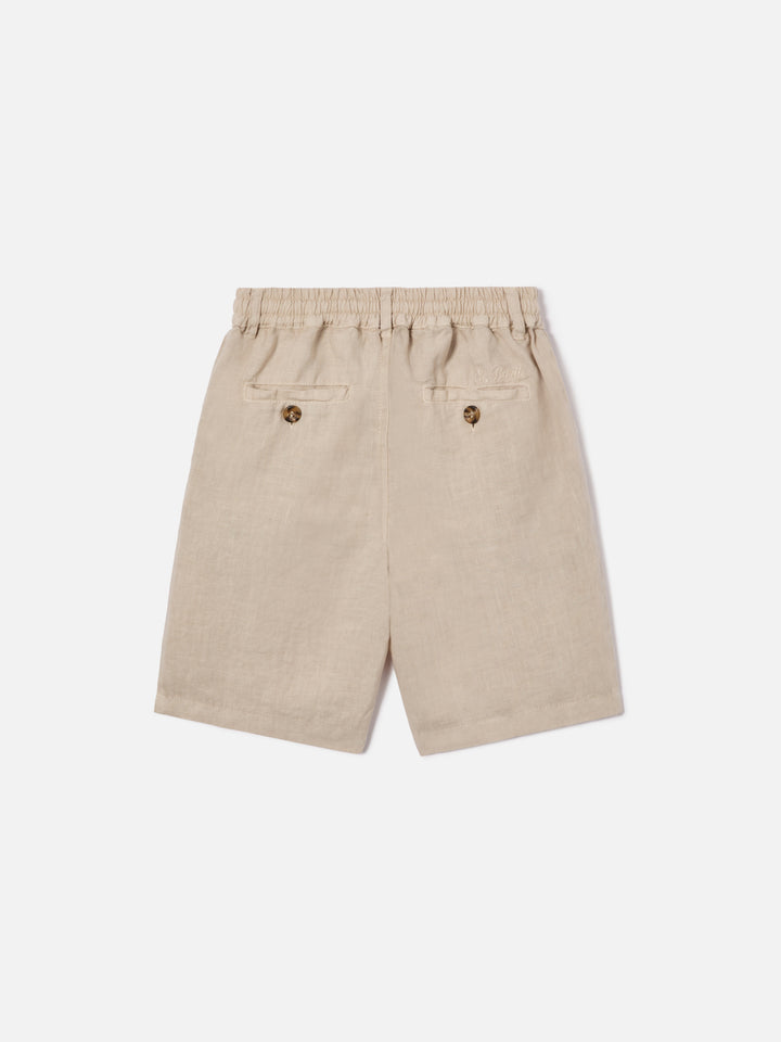 Shorts Ischia Jr in lino grigio chiaro
