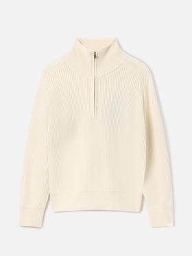 Off white Isalyn Wollstrick mit Half-Zip 
