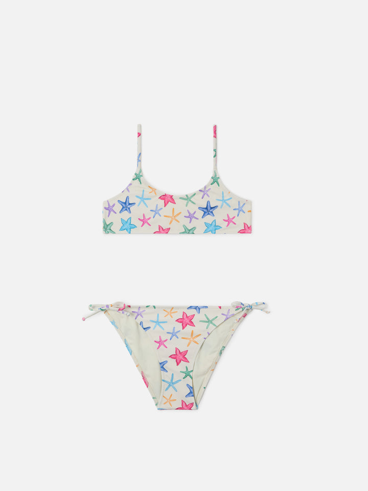 Bikini Jaiden panna con stampa stelle marine multicolor