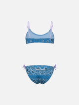 Bikini bralette da bambina in denim con bandana Jaiden