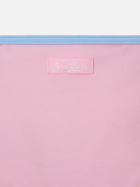 Jaiden String pink bikini with multicolor terry effect patch