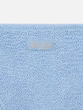 Bikini Jaiden azzurro in tessuto crinkle