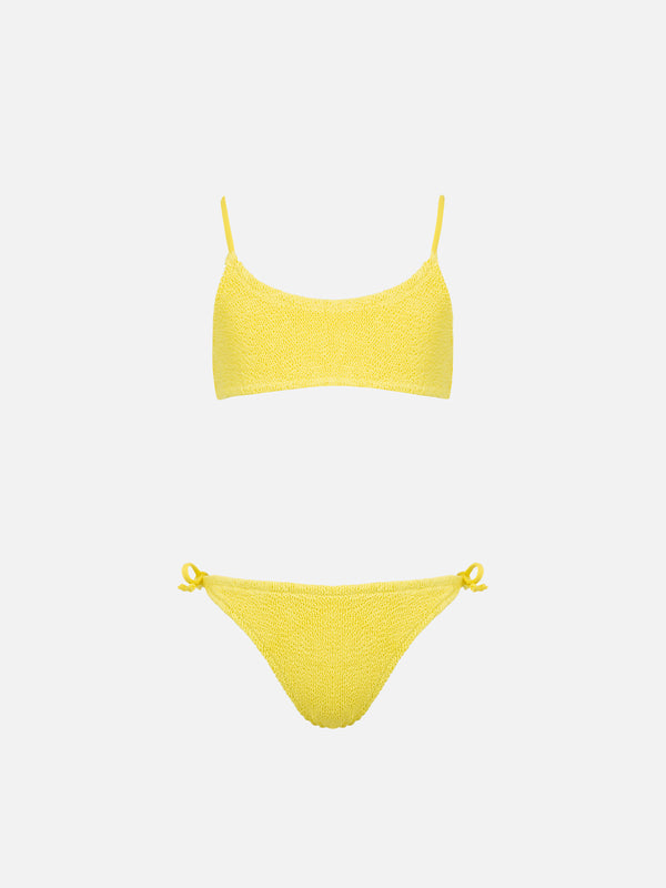 Blassgelber Crinkle-Bralette-Bikini für Mädchen von Jaiden