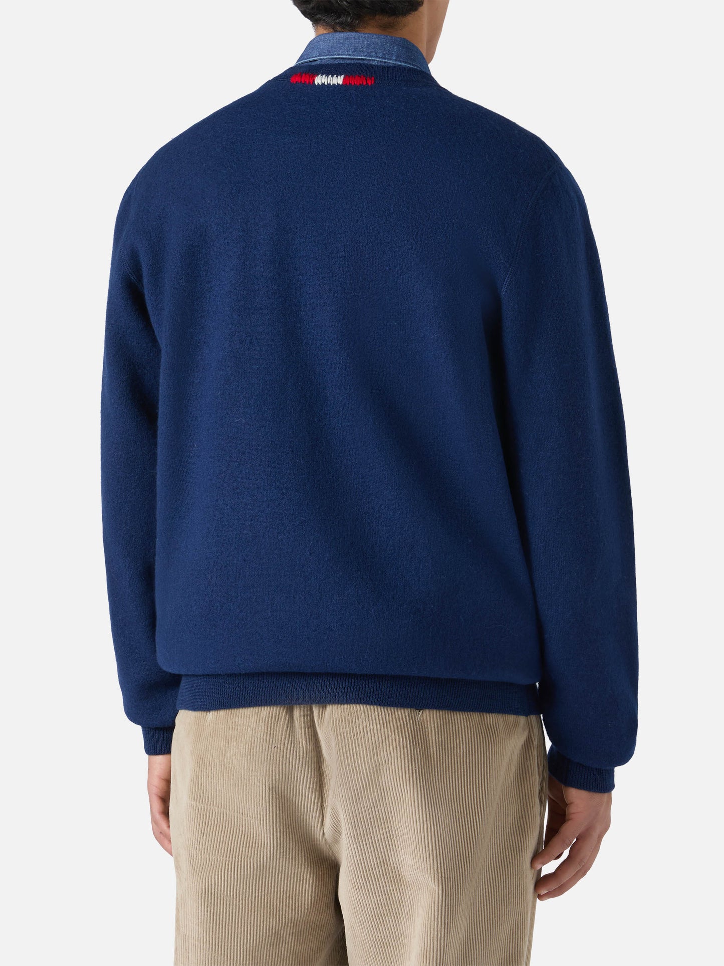 Man crewneck knitted sweater with Day Off embroidery