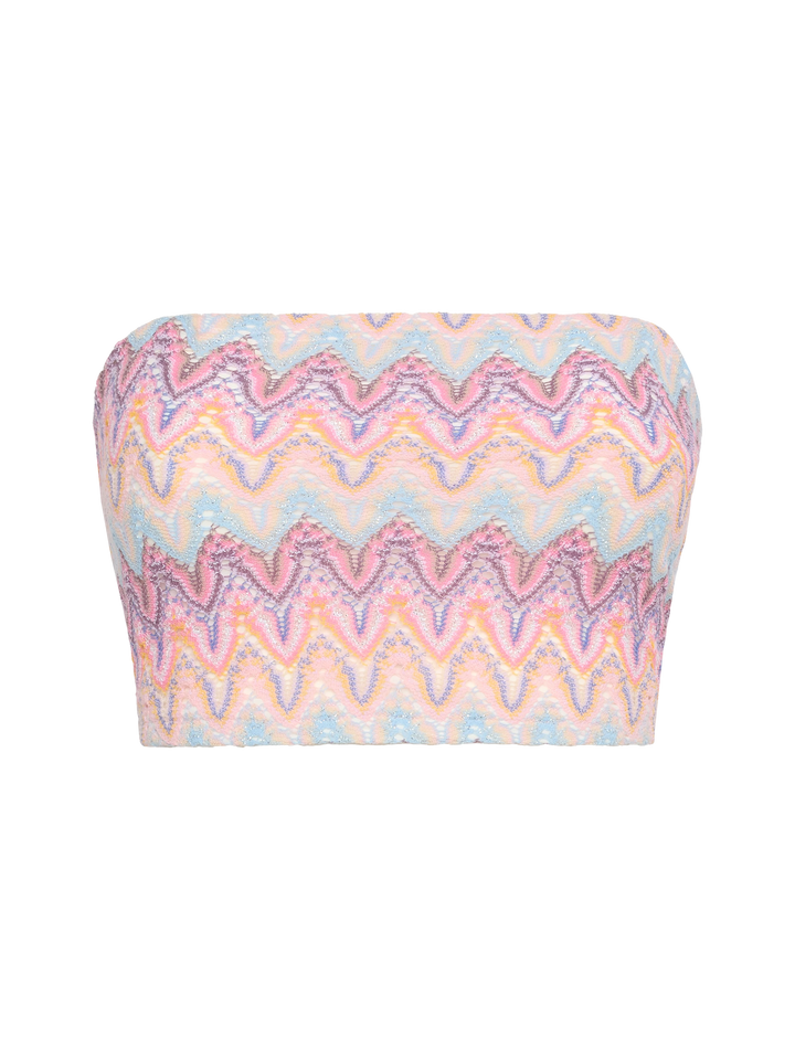 Top a fascia senza spalline con motivo chevron Jaclyn