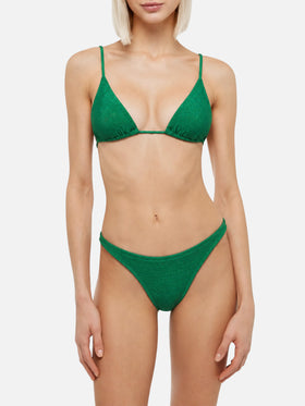 Triangel-Bikini Janet Naomi aus grünem Lurex