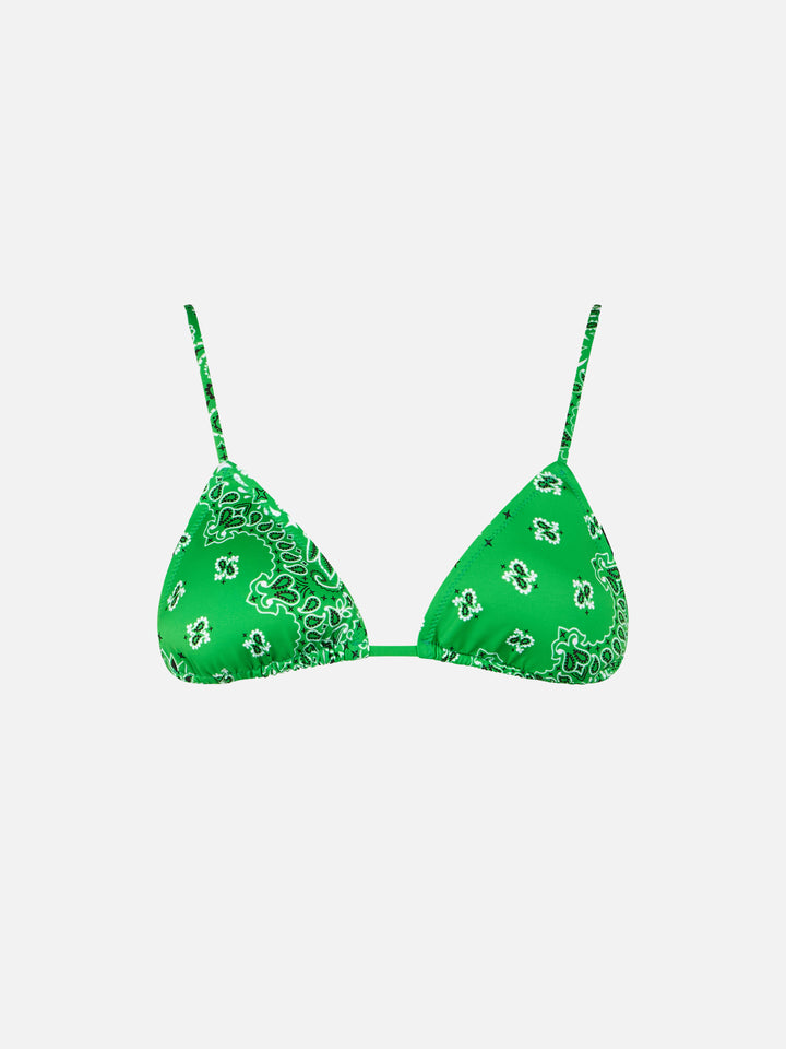 Woman green triangle top
