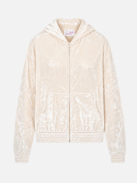 Jasmine blassgelber Chenille-Zip-Hoodie 