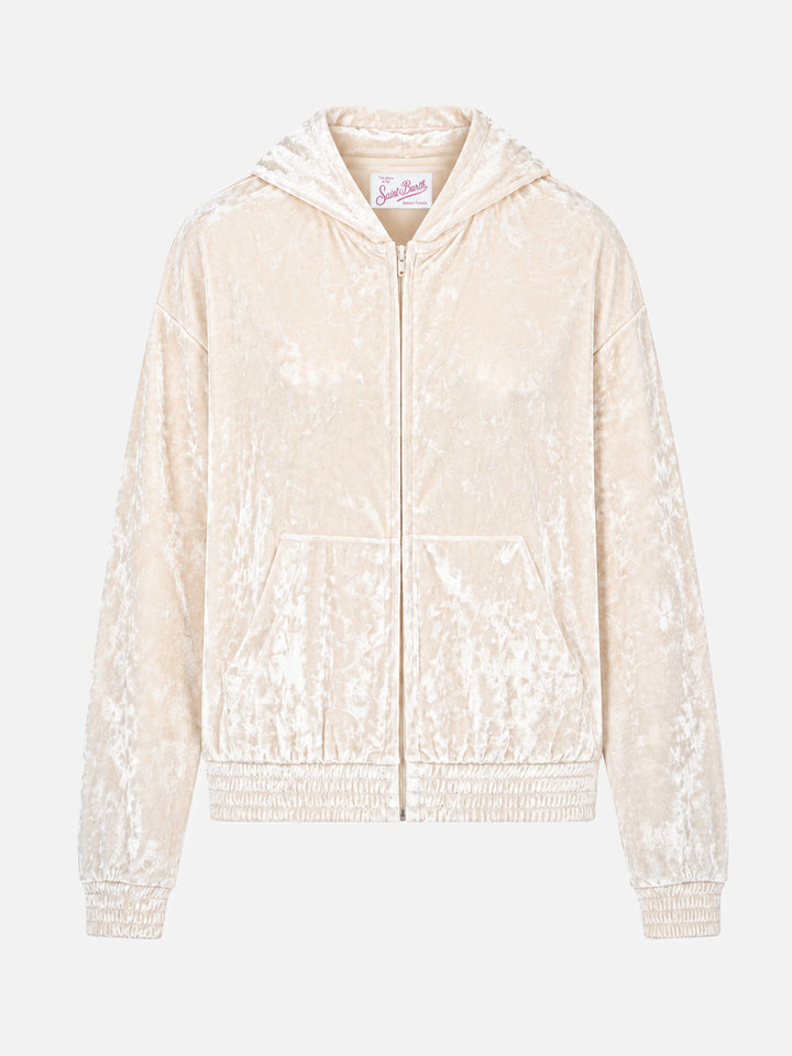 Jasmine blassgelber Chenille-Zip-Hoodie 