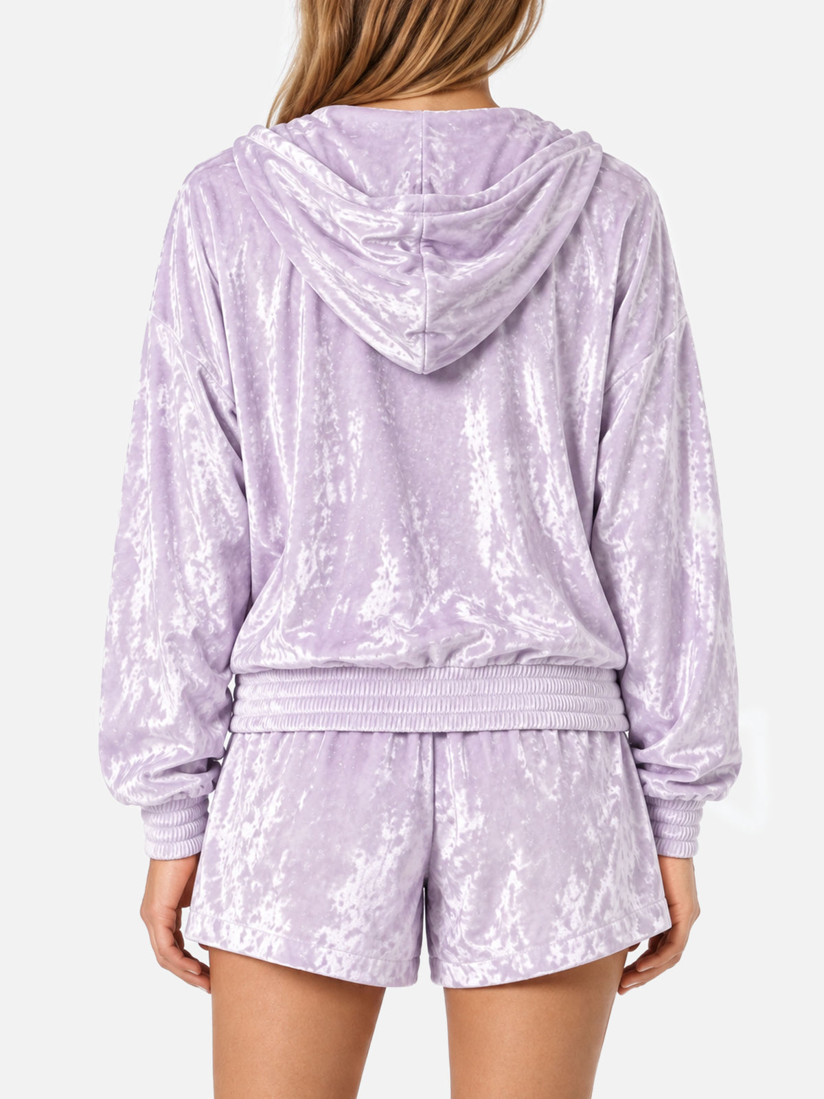 Sweat à capuche zippé en chenille lilas Jasmine 