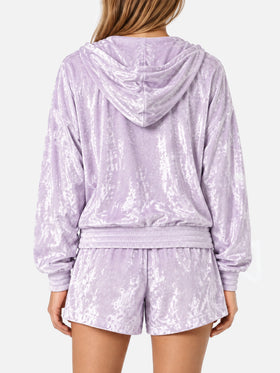 Sweat à capuche zippé en chenille lilas Jasmine 