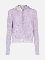 Woman lilac chenille zipped hoodie Jasmine