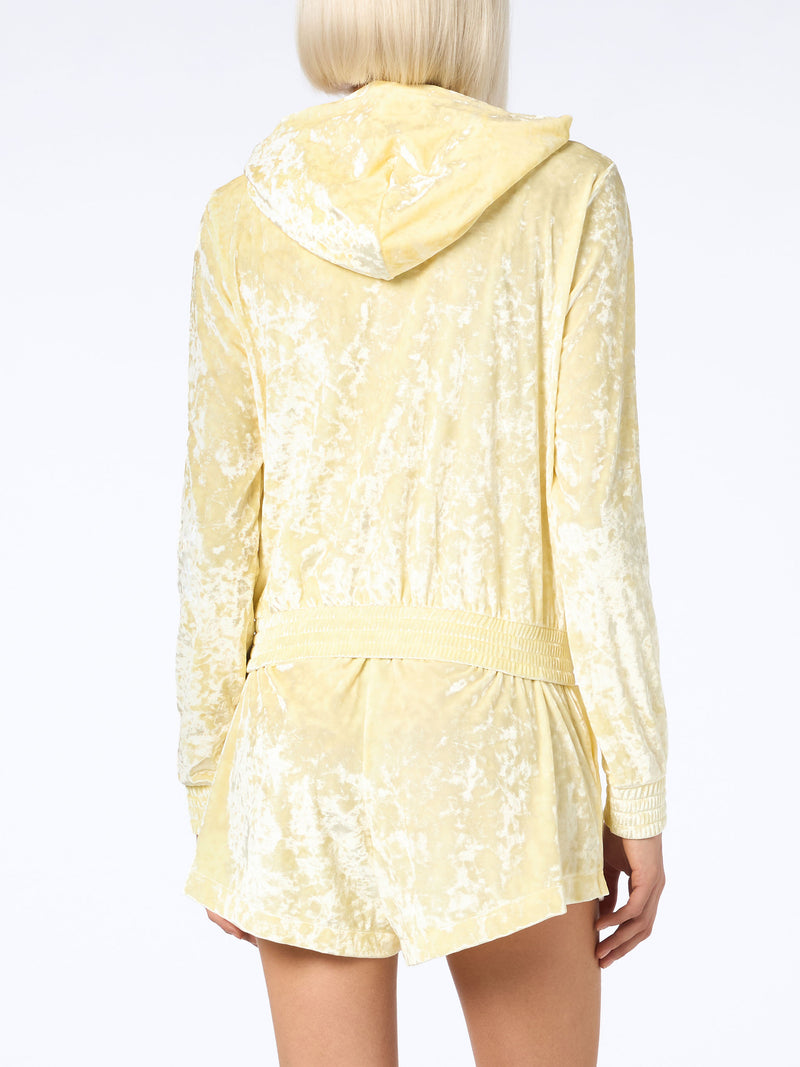 Woman pale yellow chenille zipped hoodie Jasmine