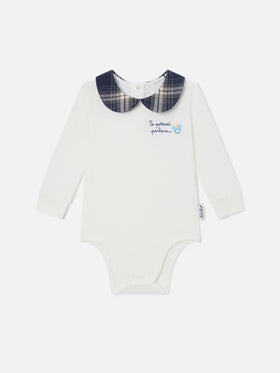 Body Jacques bianco in cotone organico con ricamo Se Potessi Parlare