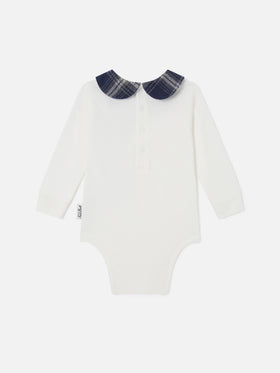 Body Jacques bianco in cotone organico con ricamo Se Potessi Parlare
