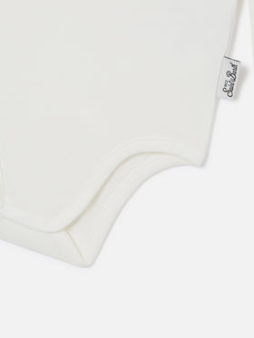 Body Jacques bianco in cotone organico con ricamo Se Potessi Parlare