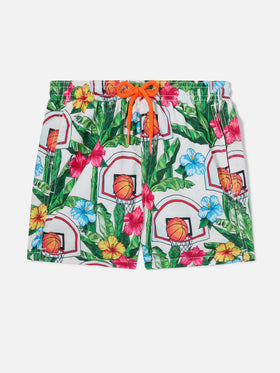 Badeshorts für Jungen mit Korb-Print 