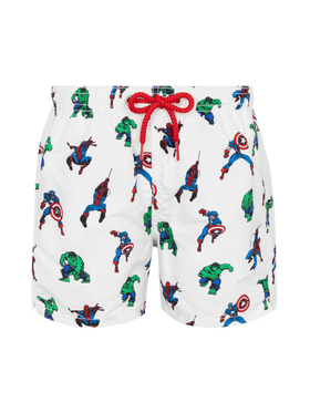 Mittellange Badeshorts aus Jeans mit Marvel-Superhelden-Print | MARVEL SPECIAL EDITION