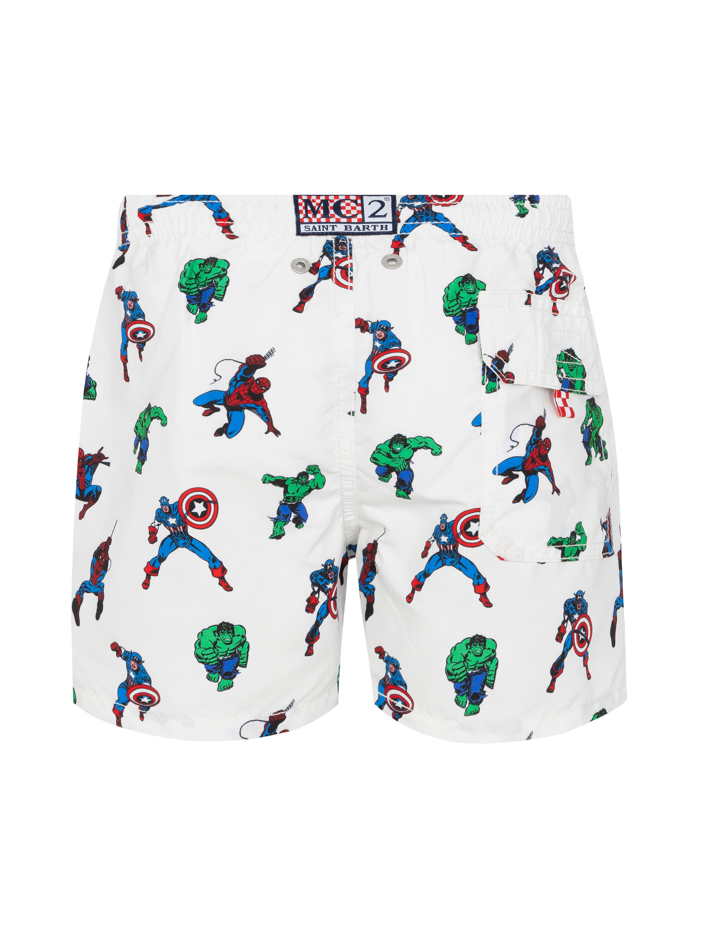 Mittellange Badeshorts aus Jeans mit Marvel-Superhelden-Print | MARVEL SPECIAL EDITION