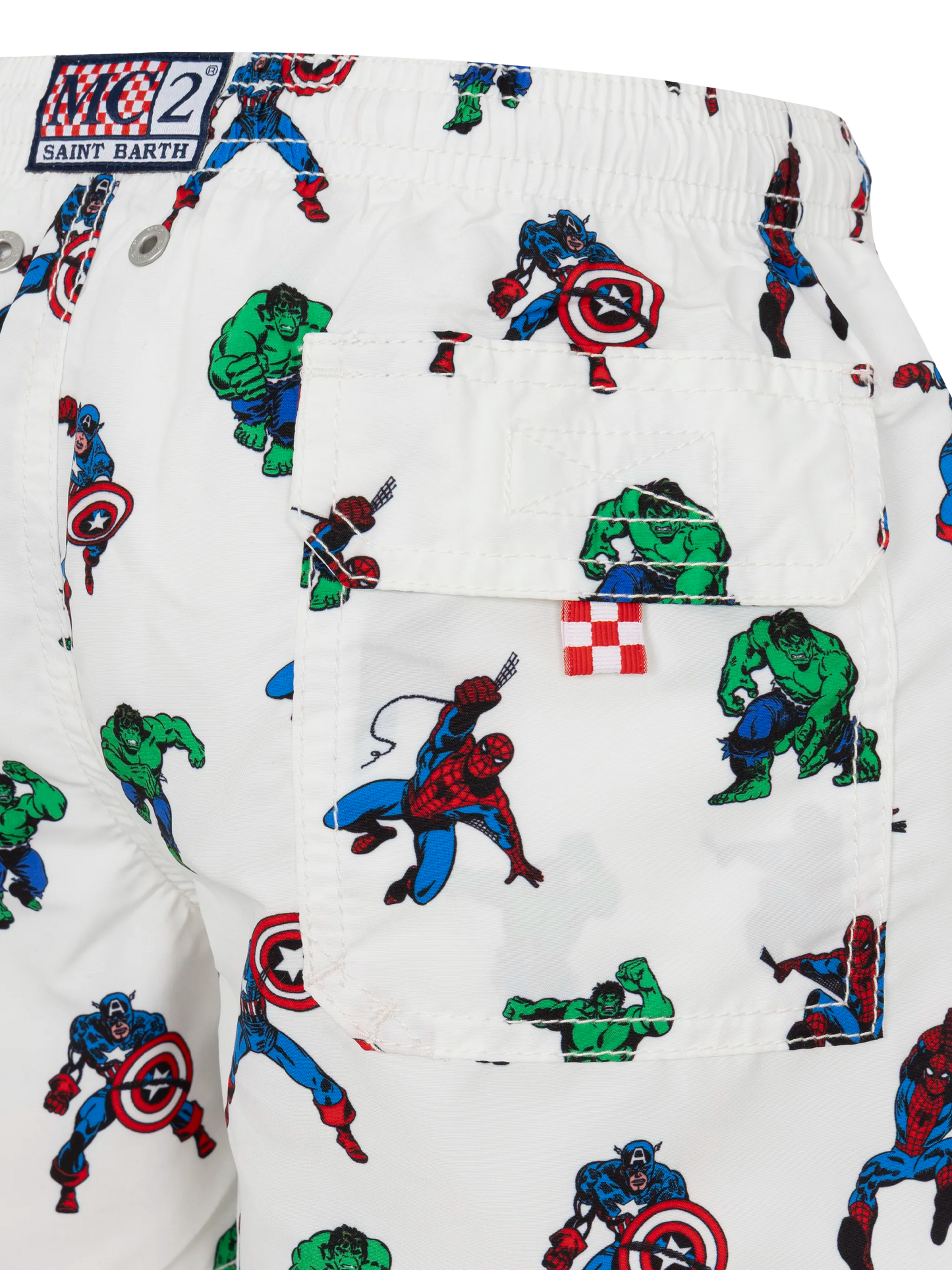 Mittellange Badeshorts aus Jeans mit Marvel-Superhelden-Print | MARVEL SPECIAL EDITION