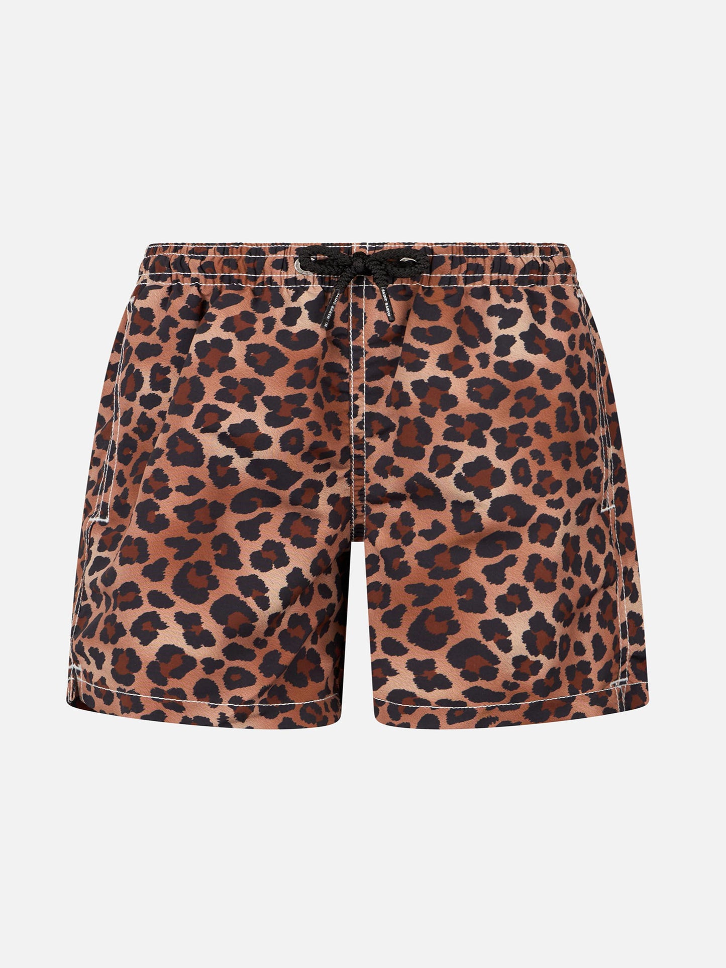 Boy mid-length Jean swim-shorts with animalier print