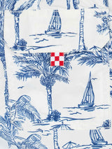 Boy mid-length Jean swim-shorts with toile de jouy print