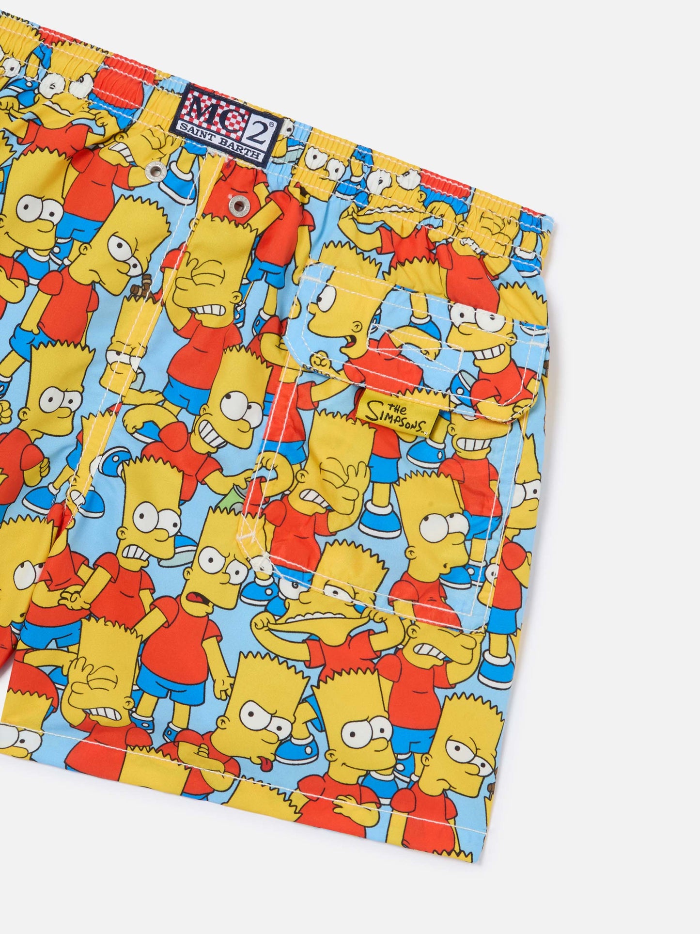 Bañador infantil de largo medio en jean con estampado de Bart Simpson | THE SIMPSON SPECIAL EDITION 