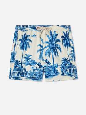 Costume Jean con stampa Toile de Jouy blu