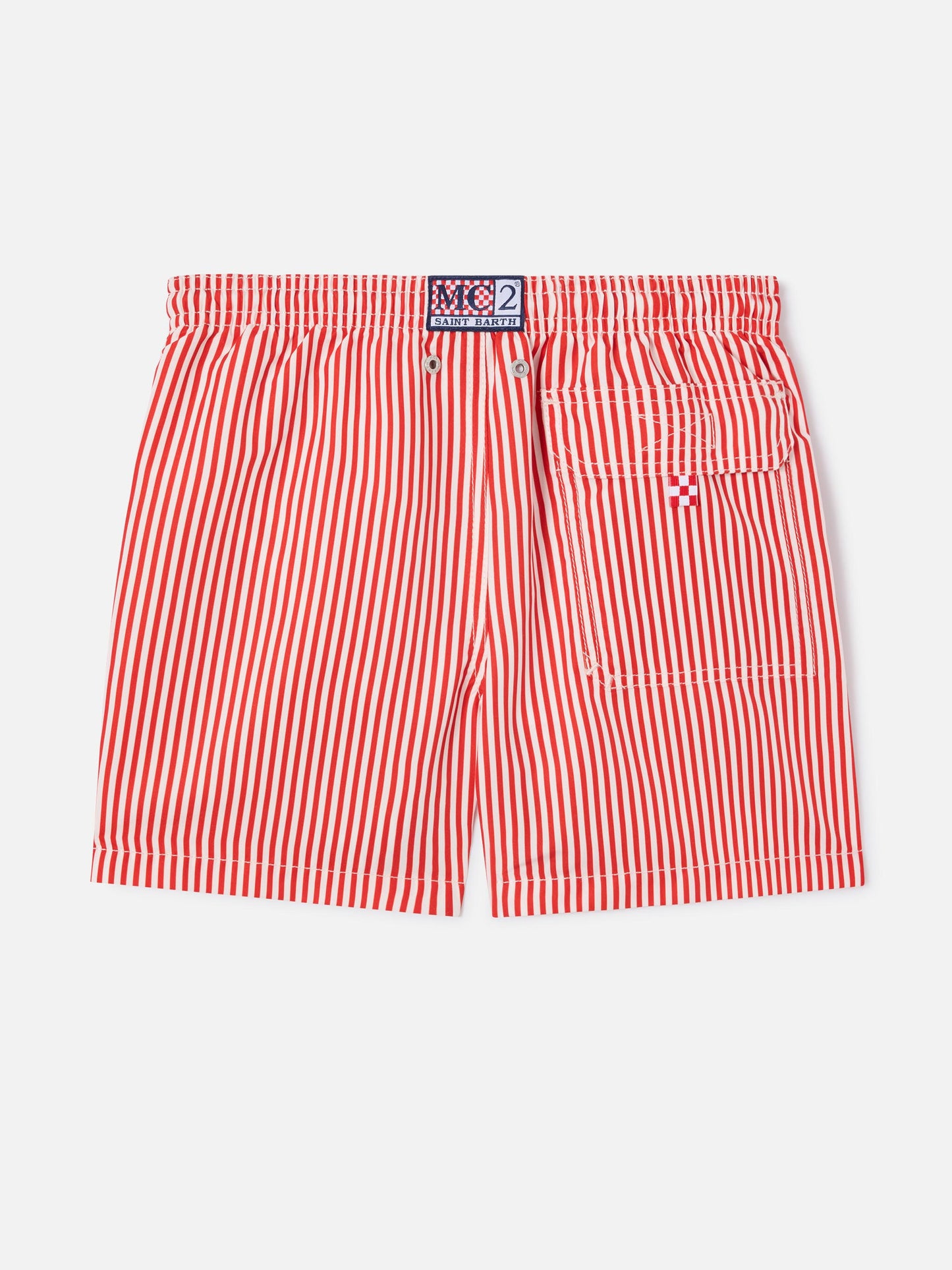Short de bain rayé rouge Jean avec broderie AS Cannes | ÉDITION SPÉCIALE AS CANNES 