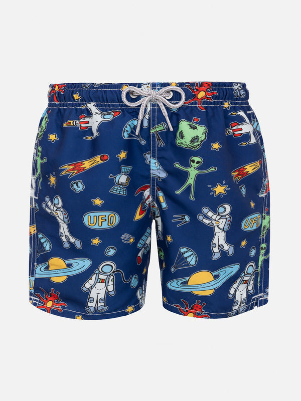 Jungen-Badeshorts mit Astronauten-Print